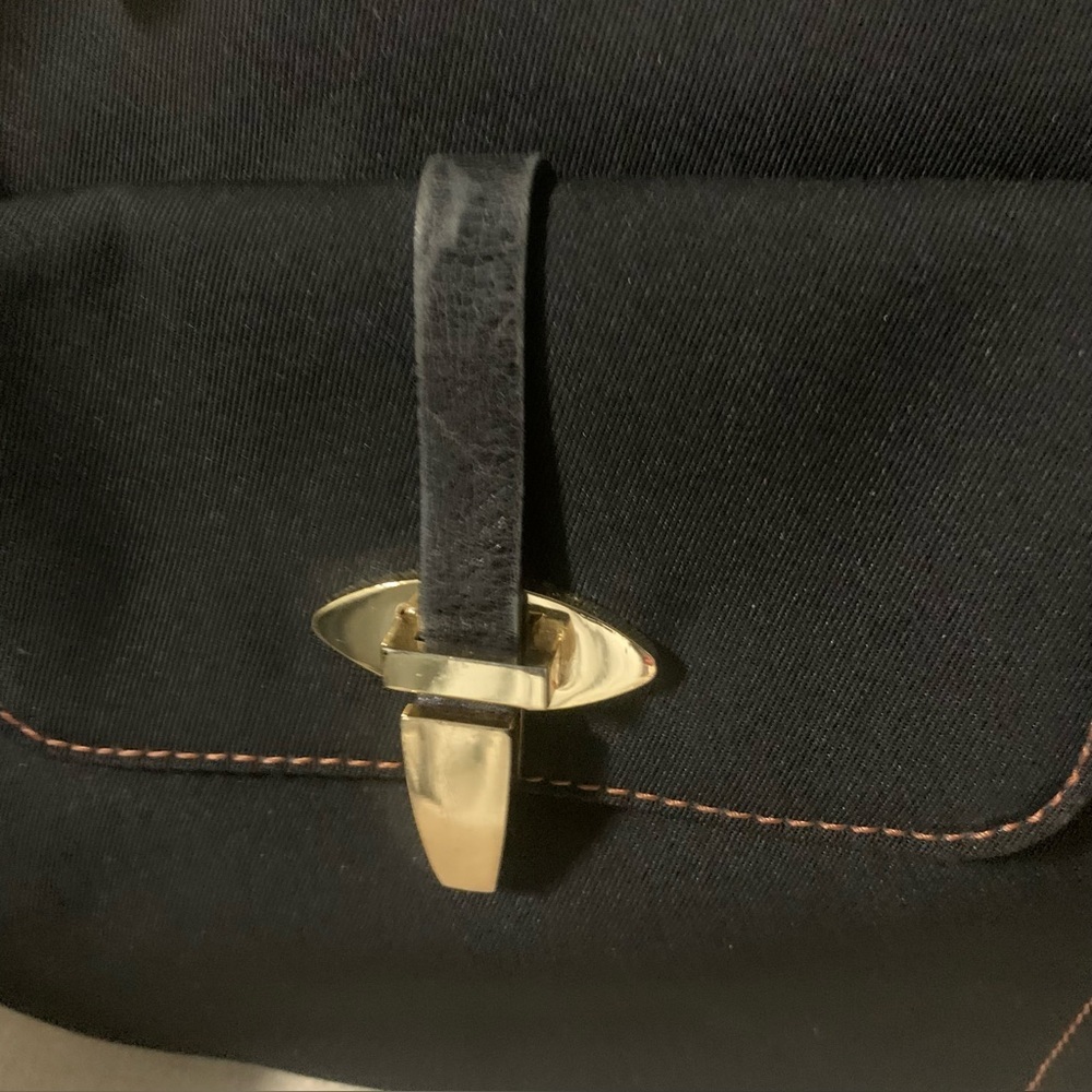 Maxx New York Handbag Medium Black Fabric/Leather Strap Trim Gold Hardware - Picture 10 of 16